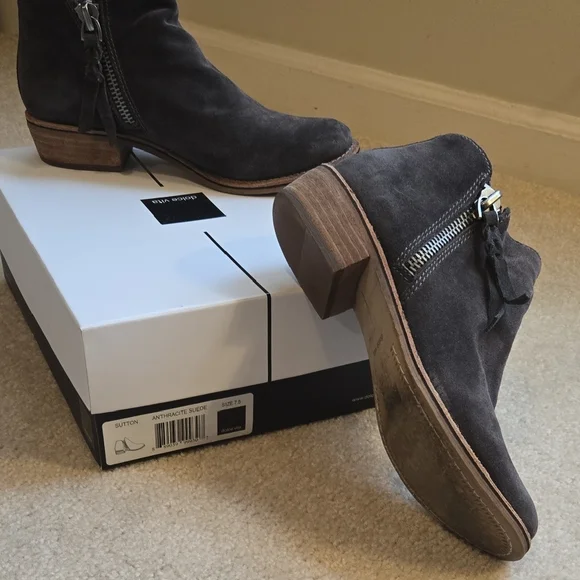 Dolce Vita Dark Gray Suede Ankle Booties - Picture 3 of 5